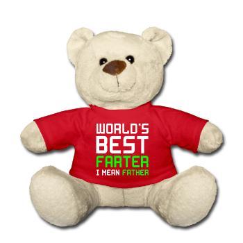 Worlds Best Farter Father Vater Papa Furz Geschenk - Teddy - Rot - Vorne
