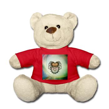 Wonderful heart with skulls - Teddy Bear - red - Front
