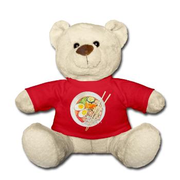 Ramen Soup, Japanese Noodle Soup, Japan, China - Teddy Bear - red - Front