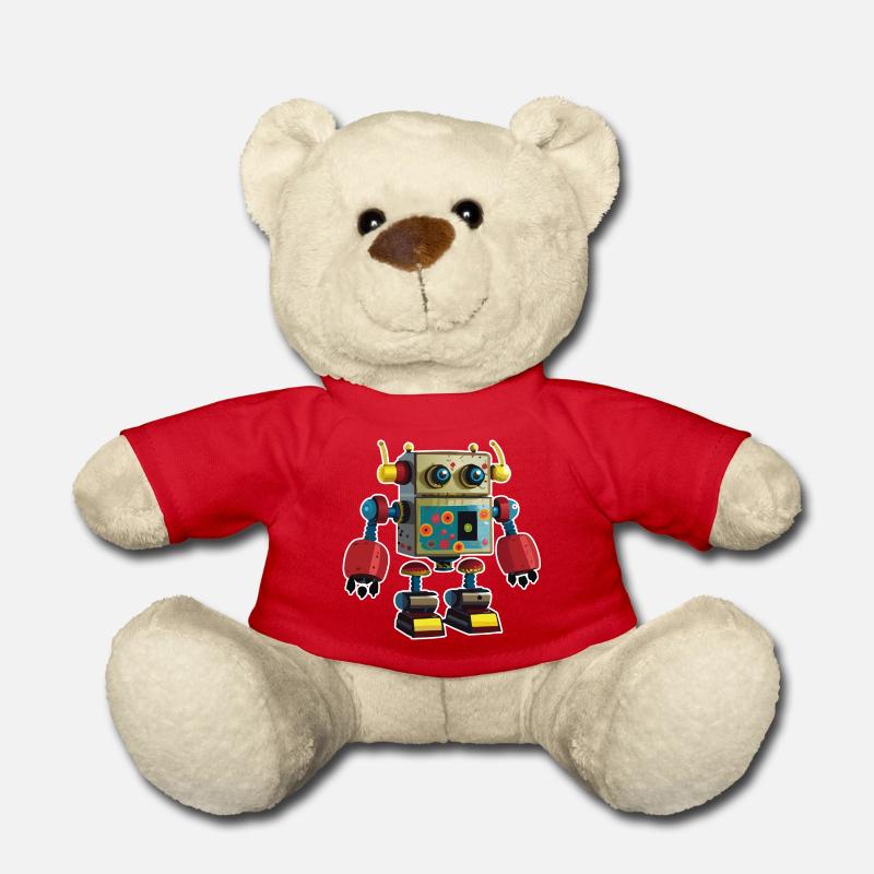 01 Roboter Kinderbild Cartoon witzig - Teddy - Rot