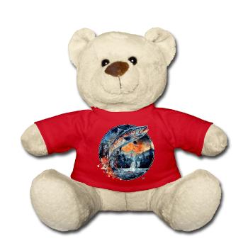 Jumping Fish – Angler Motif – Dynamic Catch - Teddy Bear - red - Front