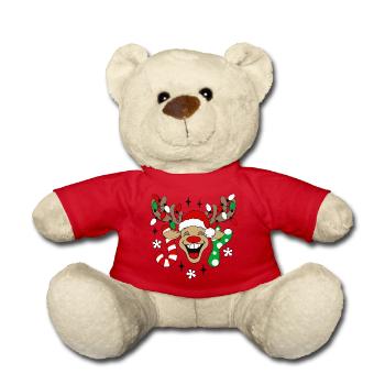 Rentier Rudolph Weihnachten Ugly Christmas Sweater - Teddy - Rot - Vorne