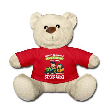 Enfant Grand Frère en Mission - Annonce Grossesse - Nounours - rouge - Devant