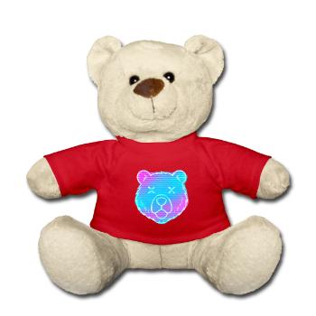 Neon Bear Head Gradient - Teddy Bear - red - Front