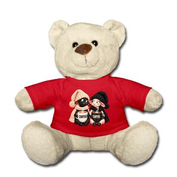 Schwarz-Weiß Schaf mit Kaffee - Teddy - Rot - Vorne