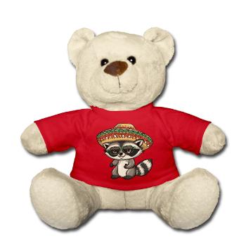 Raccoon Funny Sombrero - Teddy Bear - red - Front