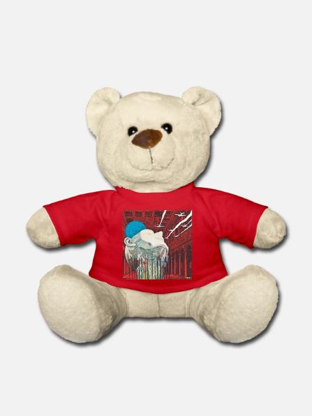 HEAD SPACE - COLLAGE - Teddy Bear - red