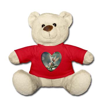 Blumenfee im Herz – Zartes Fantasy-Motiv - Teddy - Rot - Vorne