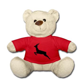 Christmas deer crossing deer used look wild forest - Teddy Bear - red - Front
