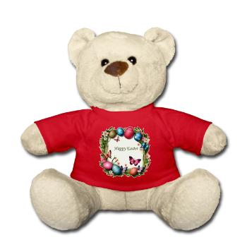 Couronne de Pâques - Joyeuses Pâques - Nounours - rouge - Devant