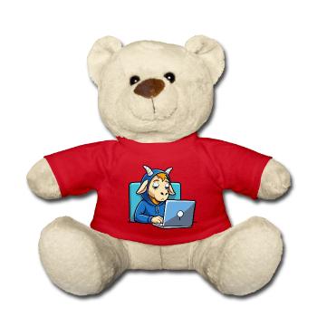 Niedliche Hacker Ziege schläft im Hoodie vorm PC - Teddy - Rot - Vorne