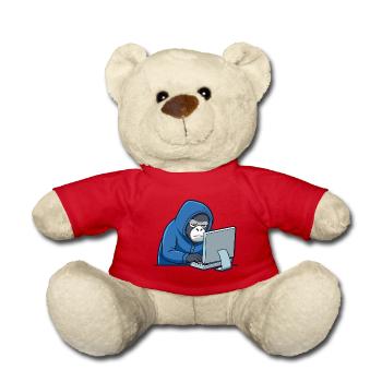Niedlicher Hacker Gorilla im Hoodie vorm PC - Teddy - Rot - Vorne