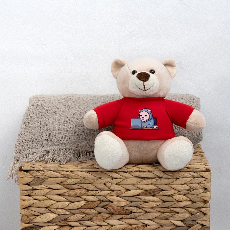 Un ours polaire hacker mignon dort dans un sweat à capuche devant le PC Nounours