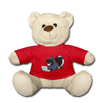 Niedliches Hacker Stinktier im Hoodie vorm PC - Teddy - Rot - Vorne
