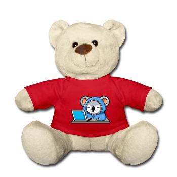 Niedlicher Hacker Koala schläft im Hoodie vorm PC - Teddy - Rot - Vorne