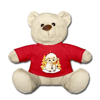 Niedliches Schaf mit Geschenk an Weihnachten - Teddy - Rot - Vorne
