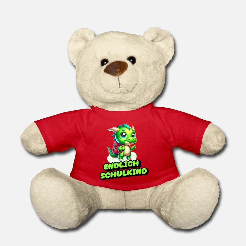 Endlich Schulkind - kleiner Drache zur Einschulung - Teddy - Rot