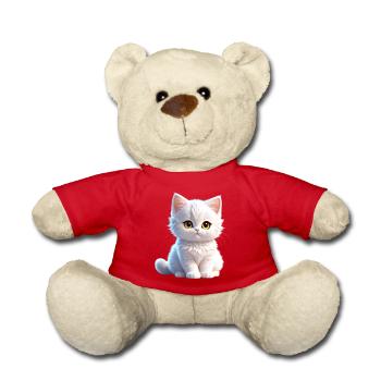 Cute white kitty - Teddy Bear - red - Front