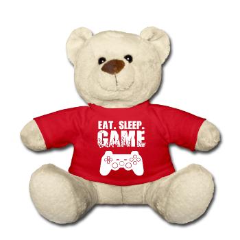 Gamer Game Play Online Computer Gaming Arcade Neon - Teddy Bear - red - Front