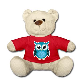 Cute Owl Kawaii Mascot - Teddy Bear - red - Front