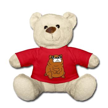 Pug dog sits small begging dick looks sad - Teddy Bear - red - Front