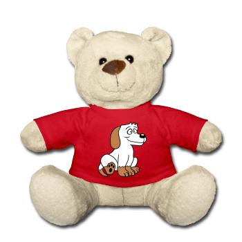 chien assis mignon petit chiot heureux animal de compagnie - Nounours - rouge - Devant