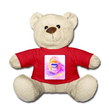 Gorilla Portrait (Watercolor) - Teddy Bear - red - Front