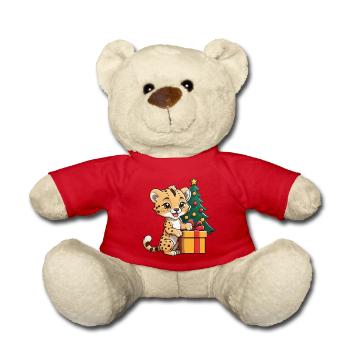 Mignon léopard célébrant Noël. - Nounours - rouge - Devant