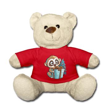 Cute lemur with gift for Christmas - Teddy Bear - red - Front