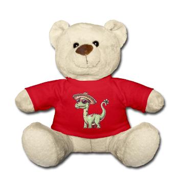 Dinosaurier brontosaurus Sombrero - Teddy - Rot - Vorne