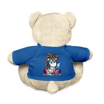 Smoking unicorn with joint - Teddy Bear - royal blue - Back