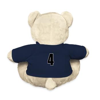 Number 4 number four - jersey number soccer sport - Teddy Bear - french navy - Back