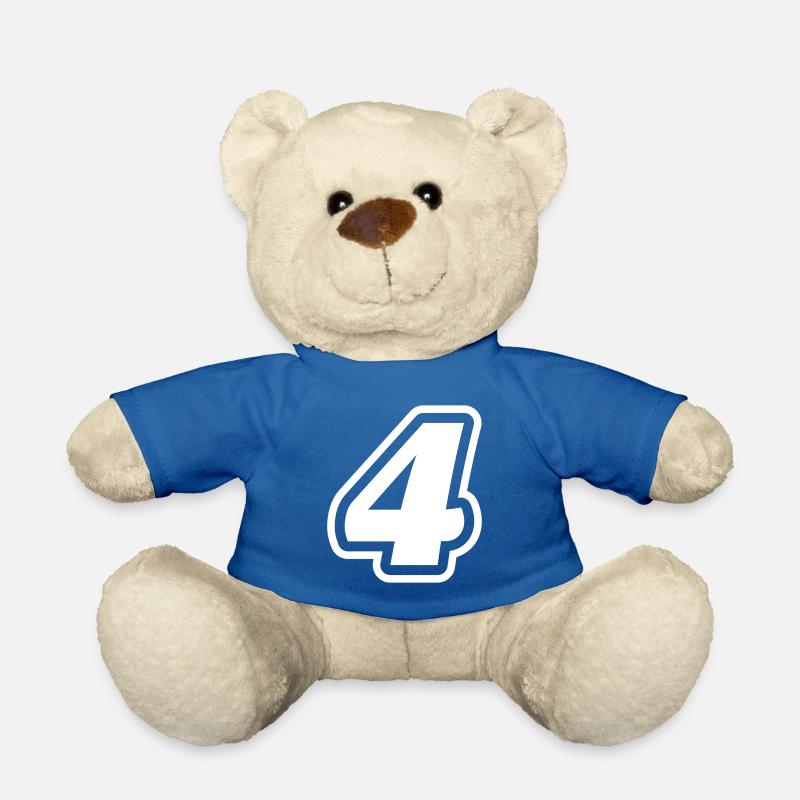 4 Zahl symbol - Teddy - Königsblau