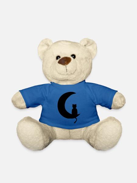 Cat & Moon - Teddy Bear - royal blue