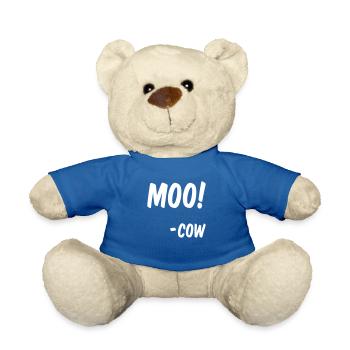 Moo! -cow (What does the cow do?) - Teddy Bear - royal blue - Front