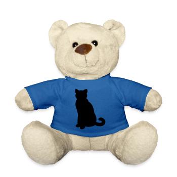 Simple black cat - simple black cat - Teddy Bear - royal blue - Front