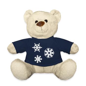 Snowflakes ice crystals stars winter snow - Teddy Bear - french navy - Front
