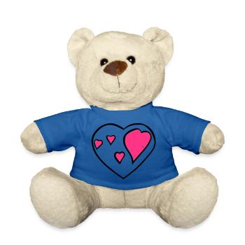 Symbole de coeur Amour Mignons Cœurs Rose Dessin Vecteur - Nounours - bleu roi - Devant