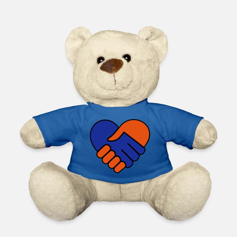 Main dans la main coeur bleu rouge - Nounours - bleu roi