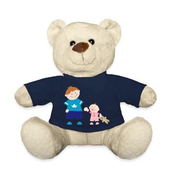Le grand frère et la petite soeur - Nounours - bleu marine - Devant