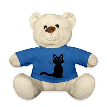 Mignon chat noir - Nounours - bleu roi - Devant