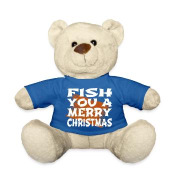 bass fishing fairy tail present idea humor animal - Teddy Bear - royal blue - Front