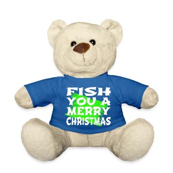 Christmas Funny Awkward Bedroom Santa Sayings - Teddy Bear - royal blue - Front