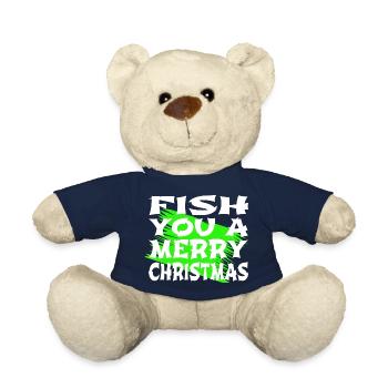 Christmas Funny Awkward Bedroom Santa Sayings - Teddy Bear - french navy - Front
