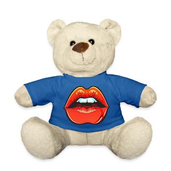 Teasing Red Lipstick Lips - Teddy Bear - royal blue - Front