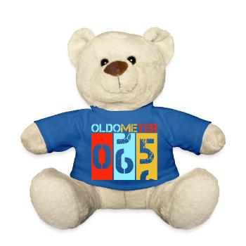 Oldometer 65th Birthday Retro Speedometer Art - Teddy Bear - royal blue - Front