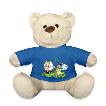 Blühwürmchen bemalt ein herziges Osterei - Teddy - Königsblau - Vorne