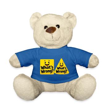 What is wrong? Yellow block design - Teddy Bear - royal blue - Front