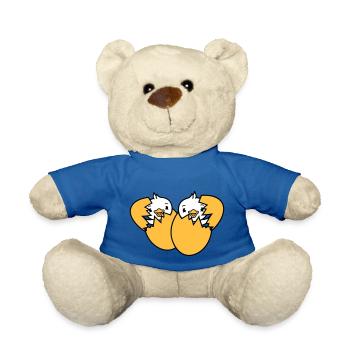 2 Vögel Zwei Küken Ei schlüpfen geboren Eierschale - Teddy - Königsblau - Vorne