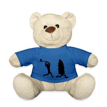 Lumberjack of one fir tree hunts tree Christmas - Teddy Bear - royal blue - Front
